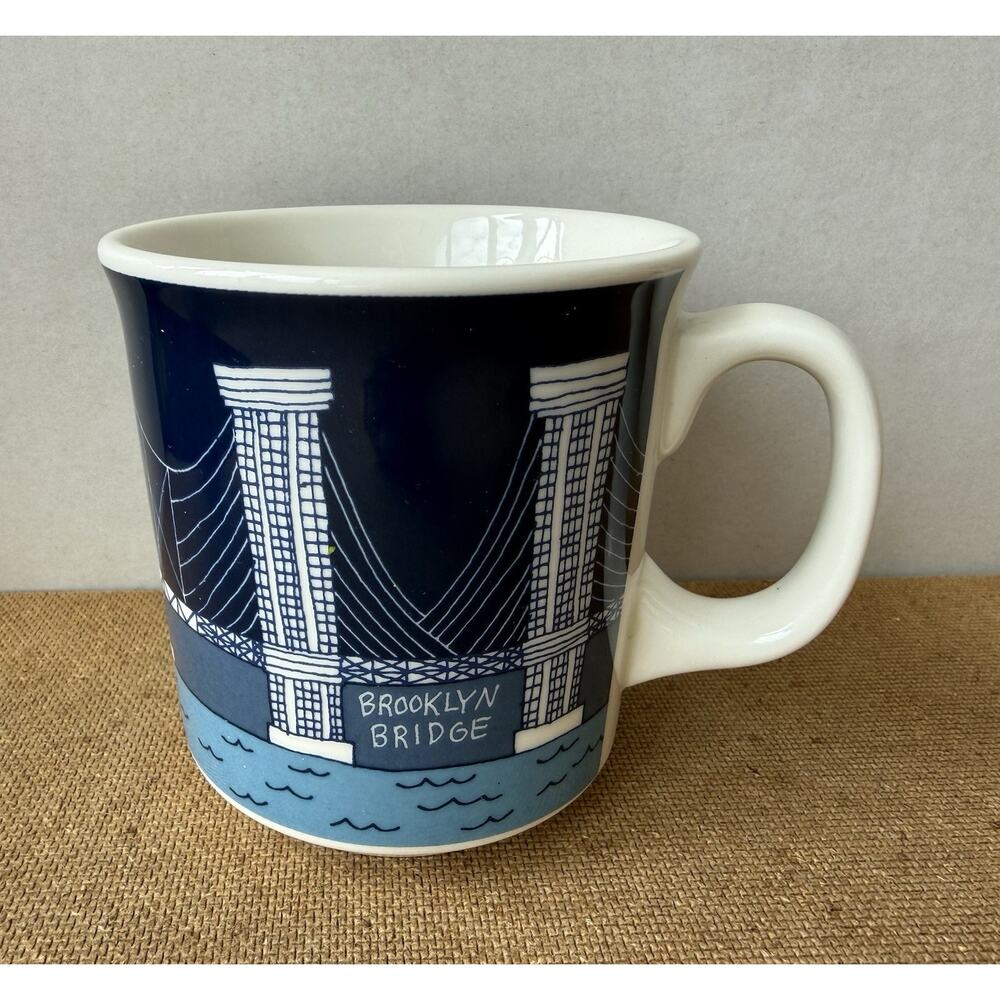 Fishs Eddy Mug New York City Bridges Brooklyn Verrazano Queensboro Ana Benaroya